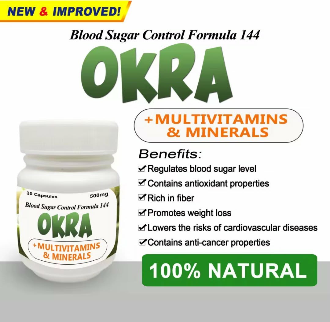 BLOOD SUGAR CONTROL FORMULA 144 OKRA CAPSULES