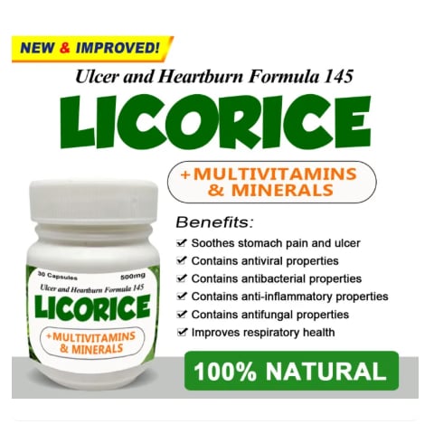 ULCER AND HEARTBURN FORMULA 145 LICORICE CAPSULES